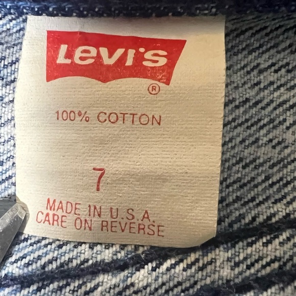 VINTAGE Levi’s Denim High Rise Straight Leg Button Fly Railroad Stripe Size 7 - Picture 10 of 12